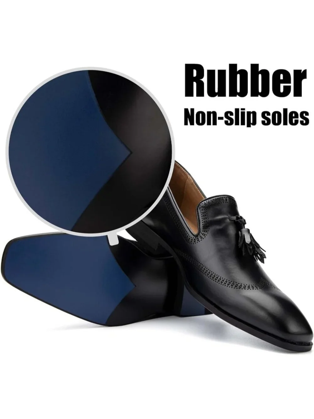 Men's Black Pu Leather Tassel Slip On Loafers Formal Events Dress Shoes